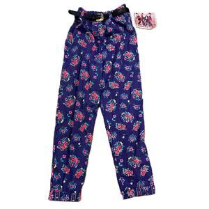 Vintage Deadstock Girltown Floral Belted Elastic Waist Pants
